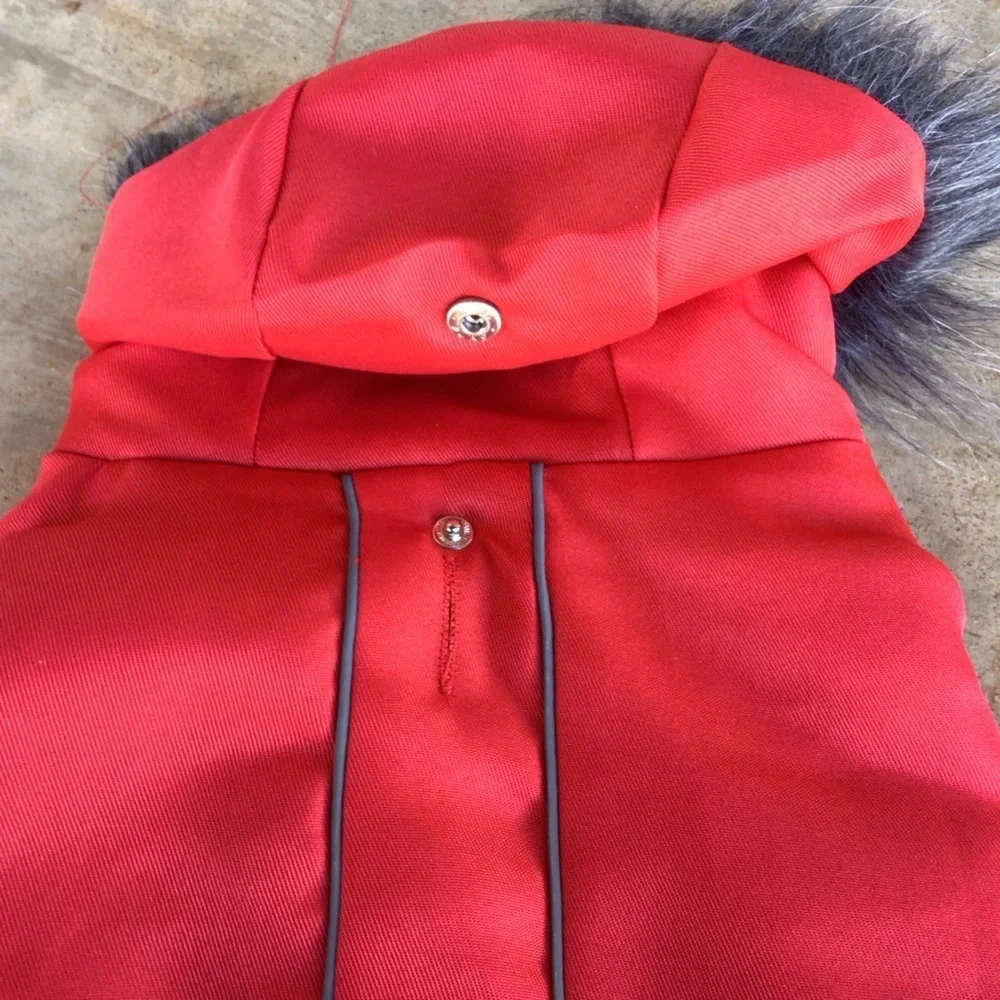 North Paw Red Fur Hooded Dog Winter Coat Jacket Choose Size - Picture 5 of 10
